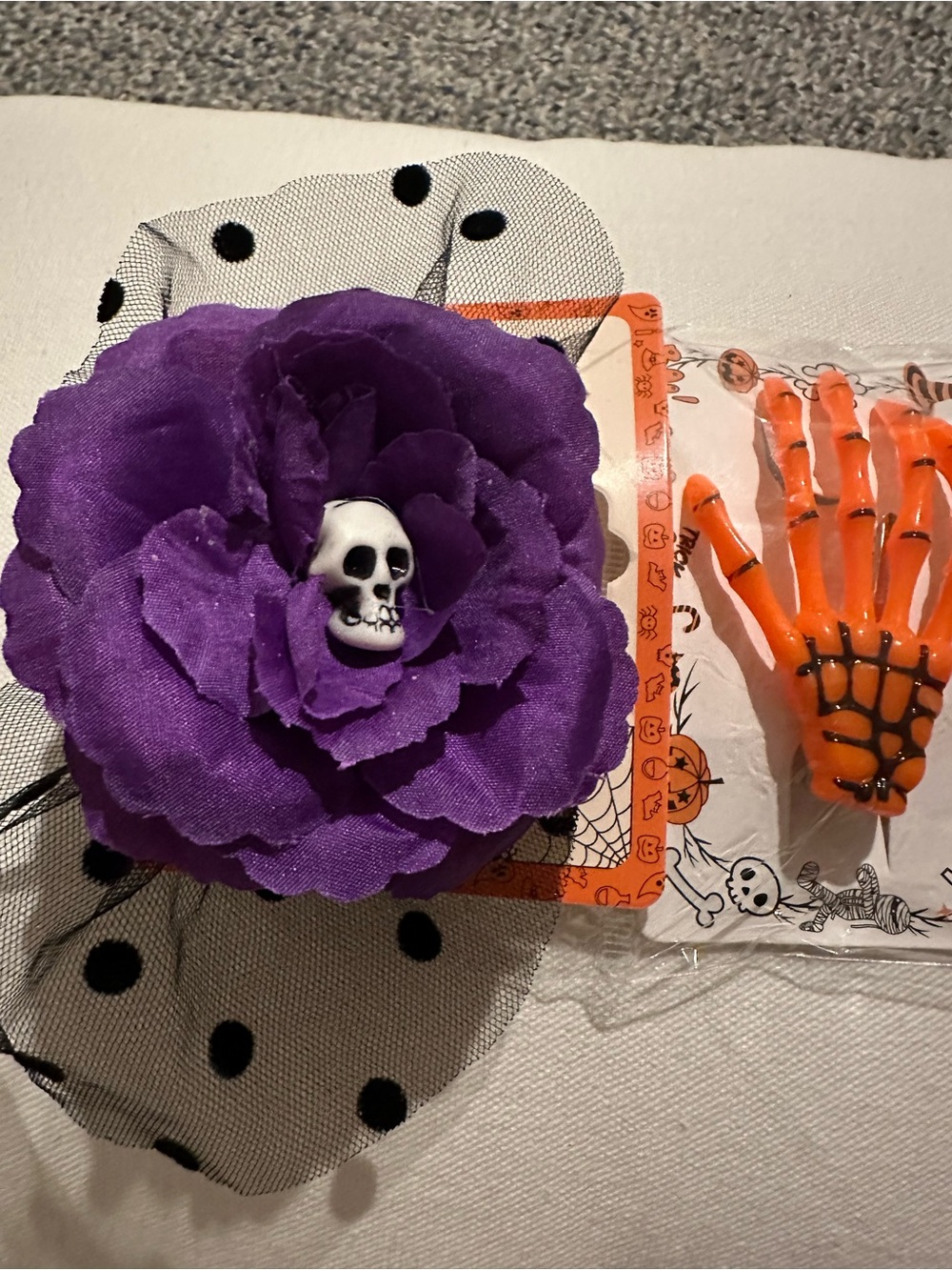 Purple Skull Flower Hair Clip for Halloween Accessory